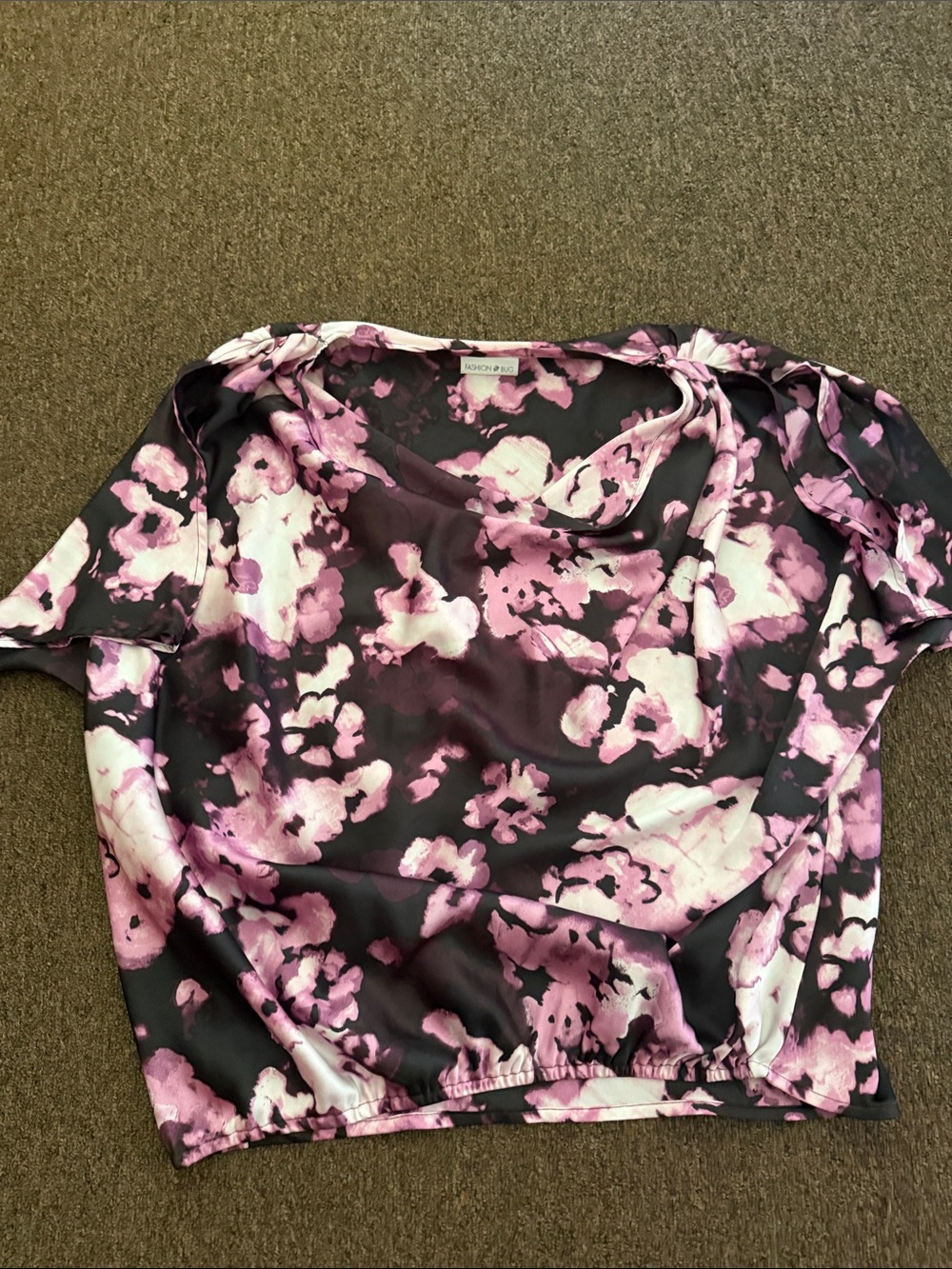 Fashion Bug Pink and Purple Floral Short Sleeve Top
